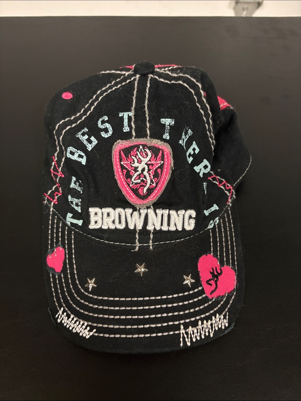 Browning Women’s Black Cap with Pink Embroidered Hearts